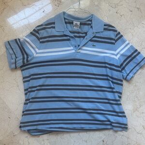 Lacoste Men's Polo Shirt in Blue and White Stripes